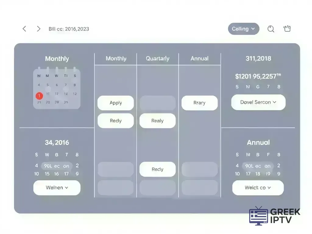 Calendar showing different billing cycles