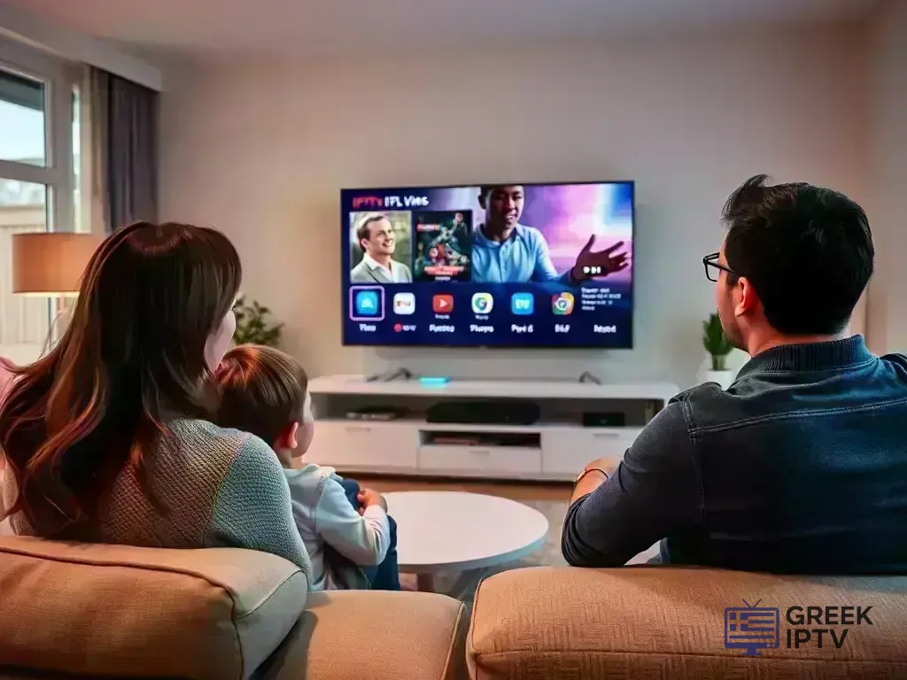 Family enjoying premium IPTV entertainment