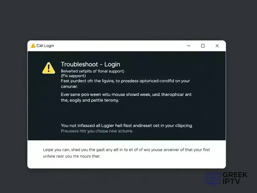Login error screen with troubleshooting tips